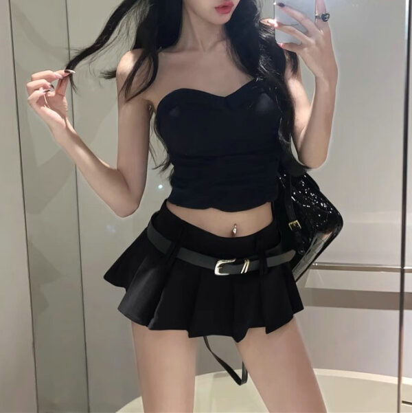 2025 American high-waisted small man skirt summer super short culottes hot girl pleated skirt versatile A-line pure lust – Image 2