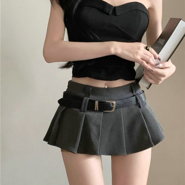 2025 American high-waisted small man skirt summer super short culottes hot girl pleated skirt versatile A-line pure lust – Image 4