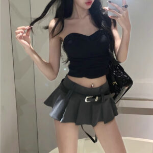 2025 American high-waisted small man skirt summer super short culottes hot girl pleated skirt versatile A-line pure lust